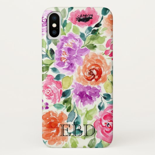 夏の水色フローラプリントiPhone Xケース Case-Mate iPhoneケース (裏面)