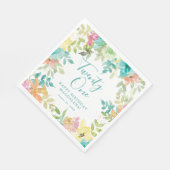 夏の水色フローラ21歳の誕生日カスタム祝い スタンダードランチョンナプキン (角)