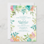 夏の水色フローラ30th誕生日パーティー 招待状 (正面)