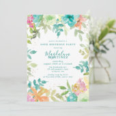 夏の水色フローラ30th誕生日パーティー 招待状 (スタンド正面)