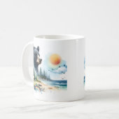 夏の水色ブラックベア コーヒーマグカップ (正面左)