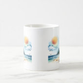 夏の水色ブラックベア コーヒーマグカップ (中央)