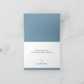 夏の水色ブルーとグリーンのフローラ結婚ズ サンキューカード (内部)