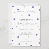 夏の水色ブルーベリーベビーシャワー 招待状 (正面)