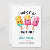 夏の氷 popsicle アイスポップ お誕生日 子供 招待状 (正面)