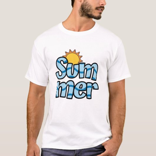夏の波のような熱帯のタイポグラフィー Tシャツ (正面)