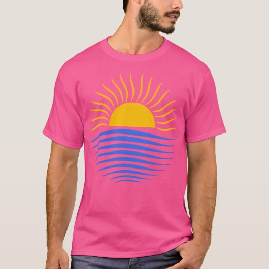 夏の波の太陽と海 Tシャツ (正面)