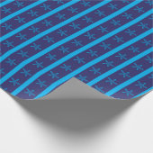 夏の海のヒトデ 青いストライプ ビーチパーティー ギフト包装 ラッピングペーパー (角)