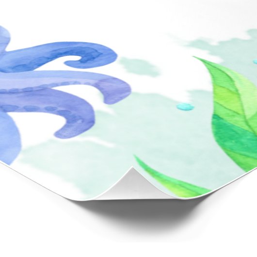 夏の海の下で赤ちゃんシャワーの本と贈り物 ポスター (コーナー)