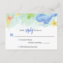 夏の海の下で赤ちゃんシャワーRSVP返信 エンクロージャーカード