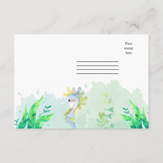 夏の海の下で赤ちゃんシャワーRSVP返信 エンクロージャーカード (裏面)