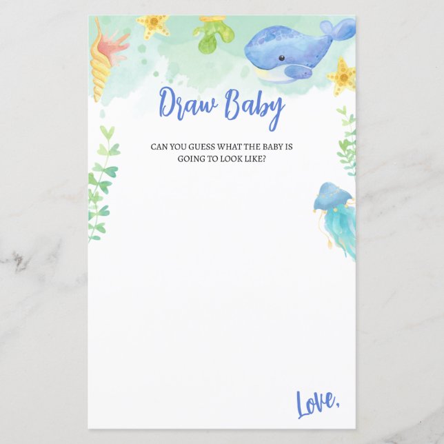 夏の海の下の赤ちゃんシャワーゲームドローベビー (正面)