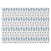夏の海の青い白い魚のパターン テーブルクロス (正面(横))