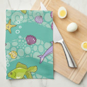 夏の海パターン キッチンタオル (四つ折り)