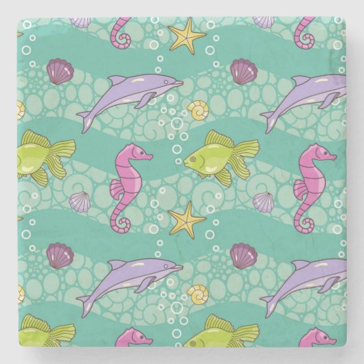 夏の海パターン ストーンコースター (正面)