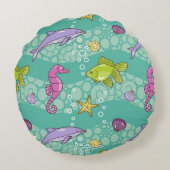 夏の海パターン ラウンドクッション (裏面)