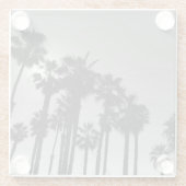 夏の海パームスブラック&ホワイト写真 ガラスコースター (裏面)