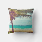 夏の海ビーチパームツリーウォーター絵画カラー クッション (裏面)
