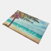 夏の海ビーチパームツリーウォーター絵画カラー ドアマット (アングル)