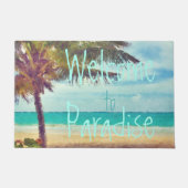 夏の海ビーチパームツリーウォーター絵画カラー ドアマット (正面)