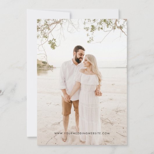 夏の海ビーチ写真の日付の保存 招待状 (裏面)