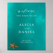 夏の海ビーチ結婚式歓迎サイン ポスター (正面)