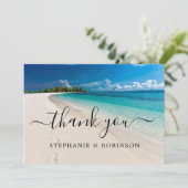 夏の海ビーチ結婚式 サンキューカード (スタンド正面)