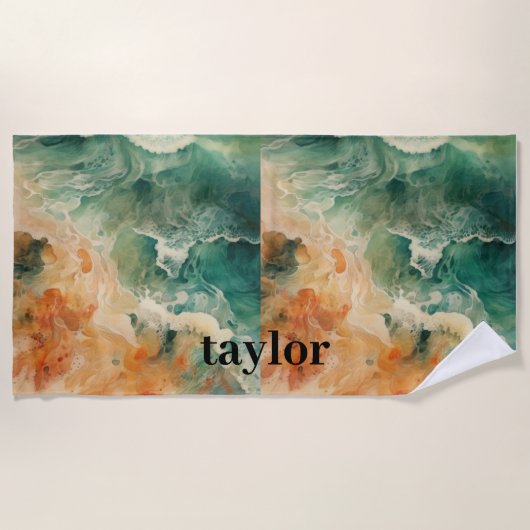 夏の海ビーチ ビーチタオル (正面)