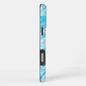 夏の海ブルーカラフル抽象芸術大理石テクスチャ iPhoneケース (右側面)