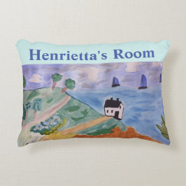 夏の海岸と花パーソナライズされた アクセントクッション