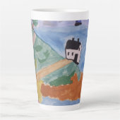 夏の海岸と花 カフェラテマグ (正面)