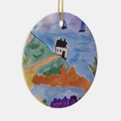 夏の海岸と花 セラミックオーナメント (右)