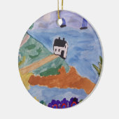 夏の海岸と花 セラミックオーナメント (左)