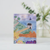 夏の海岸と花 ポストカード (スタンド正面)