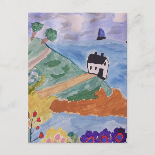 夏の海岸と花 ポストカード (正面)