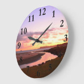 夏の海岸 ラージ壁時計 (傾斜)
