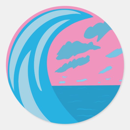 夏の海波形 ラウンドシール (正面)