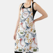 夏の海洋生物、クジラ、編集可能エプロン エプロン (インサイチュ)