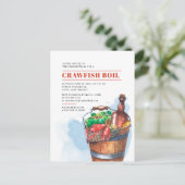 夏の海老パーティー ファミリー カニ鍋 祝賀会 インビテーションポストカード (スタンド正面)