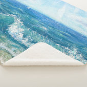 夏の海、青い波、アクリル絵画の。 シェルパブランケット (3/4)
