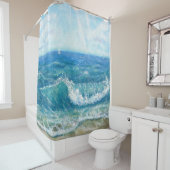 夏の海、青い波、アクリル絵画の。 シャワーカーテン (インサイチュ)