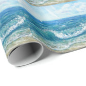 夏の海、青い波、アクリル絵画の。 ラッピングペーパー (ロールコーナー)