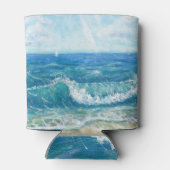 夏の海、青い波、アクリル絵画の。 缶クーラー (裏面)