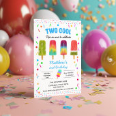 夏の涼しいアイスクリーム 2歳の誕生日パーティー 招待状