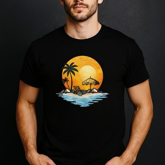 夏の涼やかなビーチの夕日トロピカルリラクゼーション Tシャツ