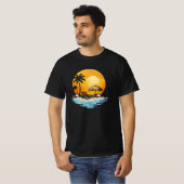 夏の涼やかなビーチの夕日トロピカルリラクゼーション Tシャツ (正面フル)