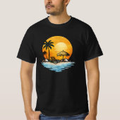 夏の涼やかなビーチの夕日トロピカルリラクゼーション Tシャツ (正面)