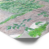 夏の湖とウッズカラーペンシルスケッチ ポスター (角)