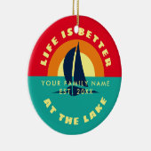 夏の湖のクリスマスツリーでの生活の方が良い セラミックオーナメント (右)