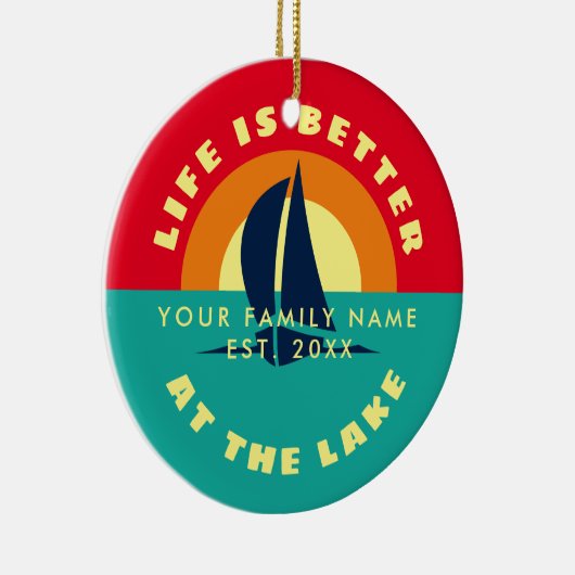 夏の湖のクリスマスツリーでの生活の方が良い セラミックオーナメント (右)